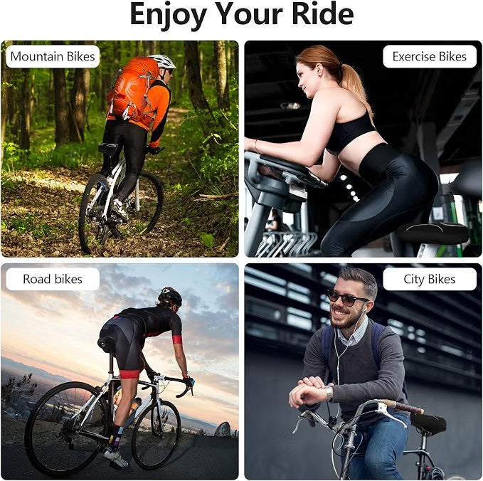 ELV Gel Bike Seat Cushion Cover, Narrow Memory Foam Padded Saddle Cover with Non-Slip Velcro Straps for Peloton, Exercise, Road, Mountain & E-Bikes