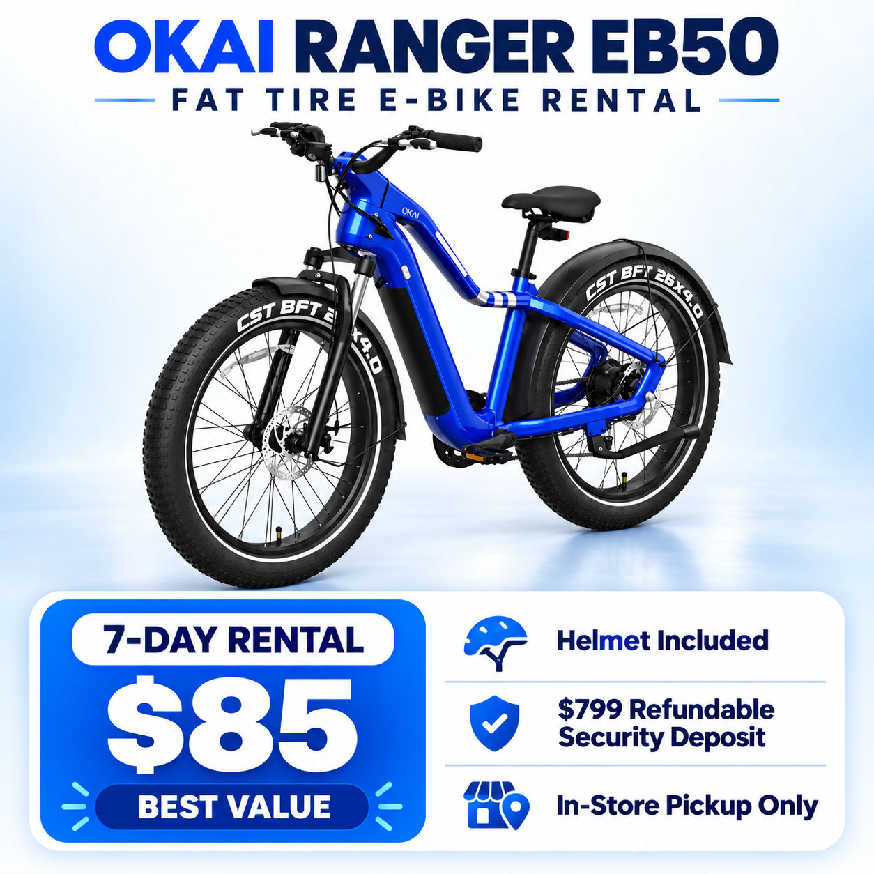 OKAI Ranger EB50 Fat Tire E-Bike Rental