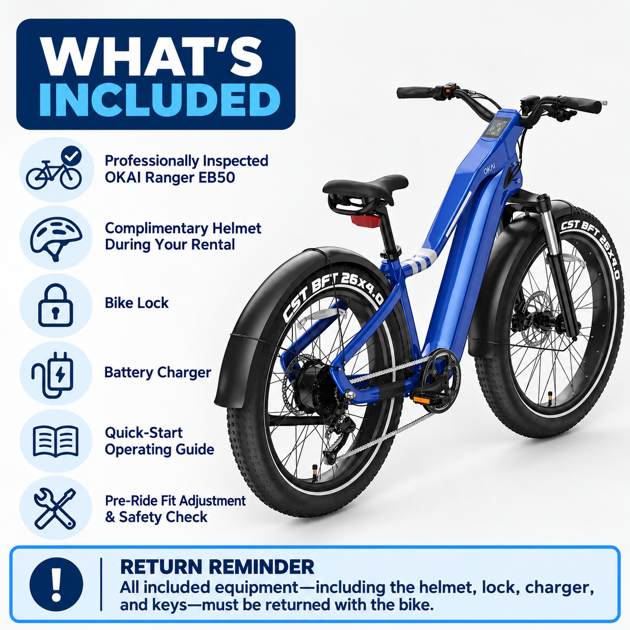 OKAI Ranger EB50 Fat Tire E-Bike Rental
