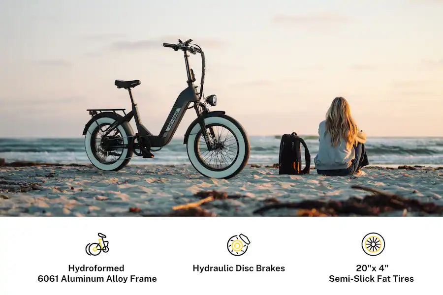 Heybike Ranger S 2.0 Foldable Step-Thru Fat-Tire 750W Ebike, 55 Miles Max Range, 28MPH - UL Certified - Black
