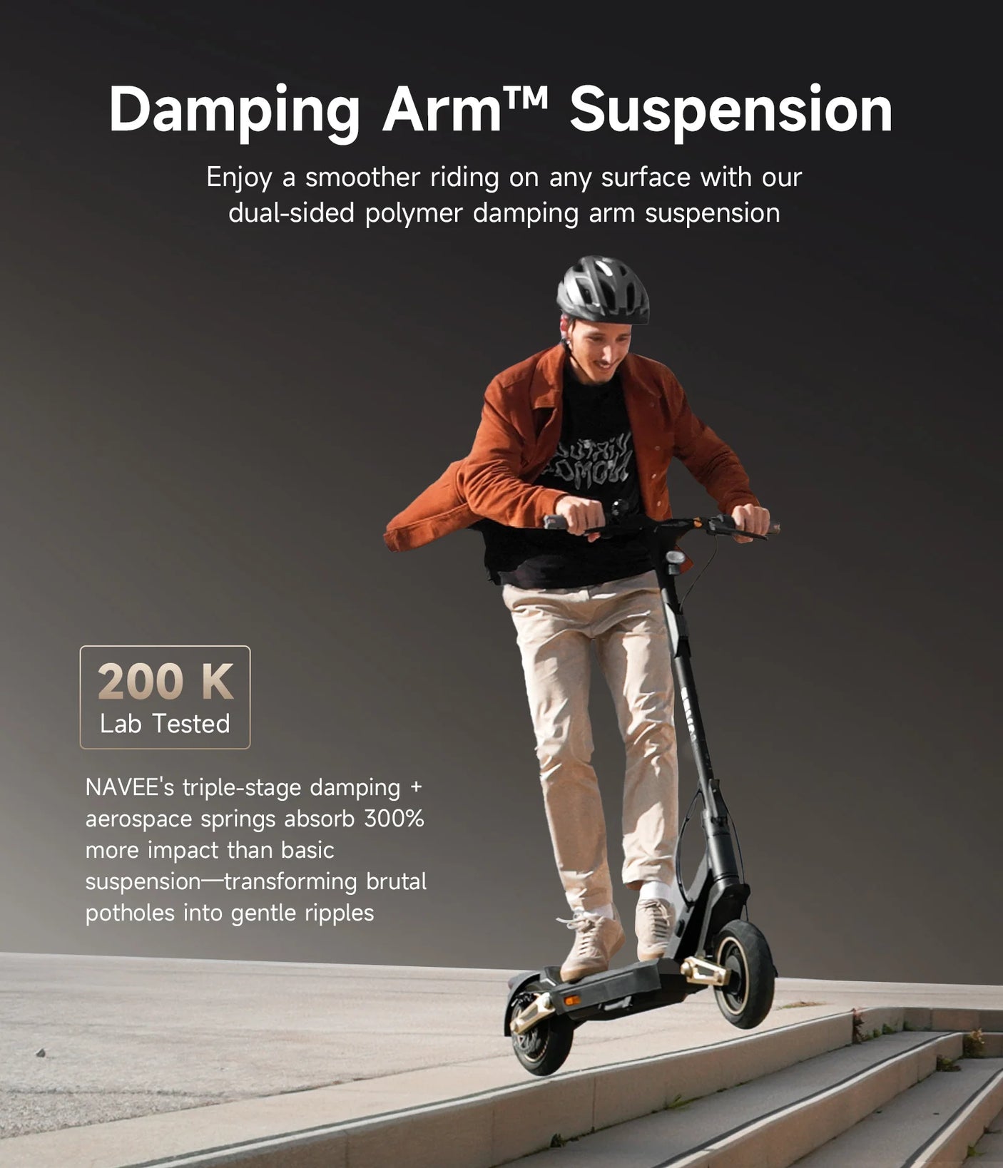 NAVEE ST3 Pro Electric Scooter|Damping Arm™ Suspension|46.6miles Eco-range|1350W