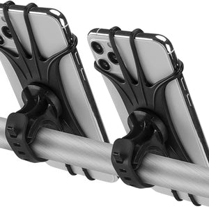 2 Pack Bike Phone Mount, Universal Silicone Bicycle Phone Holder with 360° Rotation, Shock-Resistant Handlebar Phone Mount for iPhone & Samsung, Fits 4.7–6.8" Phones, Easy Tool-Free Installation