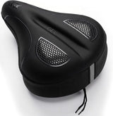 ELV Gel Bike Seat Cushion Cover, Extra Wide Memory Foam Padded Saddle Cover with Non-Slip Straps for Peloton, Exercise Bike & E-Bike