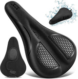 ELV Gel Bike Seat Cushion Cover, Narrow Memory Foam Padded Saddle Cover with Non-Slip Velcro Straps for Peloton, Exercise, Road, Mountain & E-Bikes