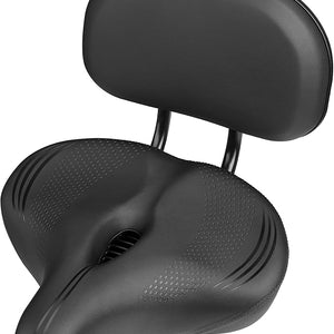 ELV Oversized Bike Seat with Adjustable Backrest, Extra Wide Memory Foam Saddle for Peloton, Exercise Bike, E-Bike & Cruiser