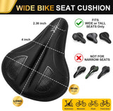 ELV Gel Bike Seat Cushion Cover, Extra Wide Memory Foam Padded Saddle Cover with Non-Slip Straps for Peloton, Exercise Bike & E-Bike