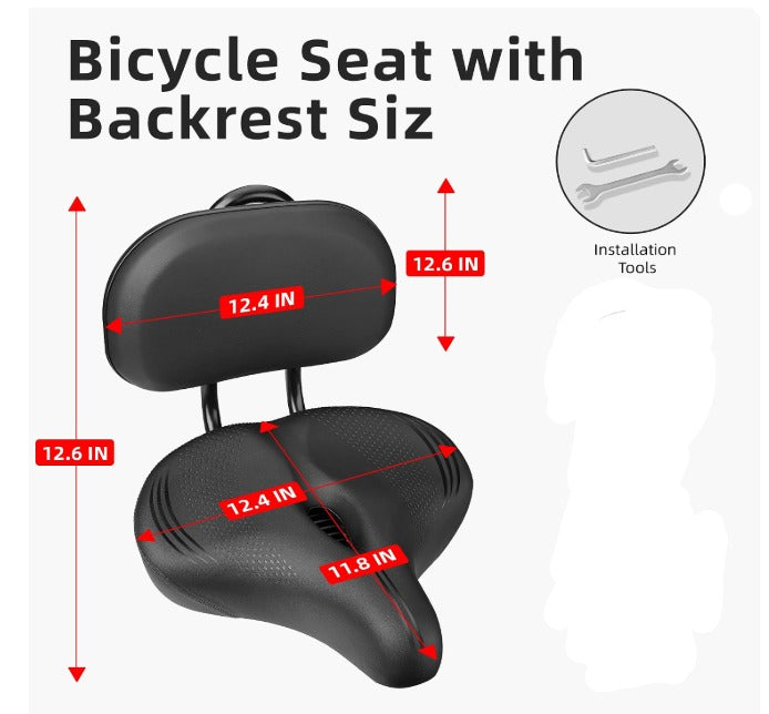ELV Oversized Bike Seat with Adjustable Backrest, Extra Wide Memory Foam Saddle for Peloton, Exercise Bike, E-Bike & Cruiser