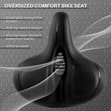 ELV Oversized Bike Seat, Extra Wide Comfort Saddle with High-Density Foam & Shock-Absorbing Springs for Peloton, Exercise & E-Bikes