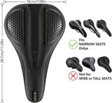 ELV Gel Bike Seat Cushion Cover, Narrow Memory Foam Padded Saddle Cover with Non-Slip Velcro Straps for Peloton, Exercise, Road, Mountain & E-Bikes