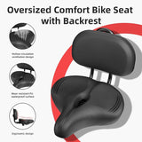 ELV Oversized Bike Seat with Adjustable Backrest, Extra Wide Memory Foam Saddle for Peloton, Exercise Bike, E-Bike & Cruiser