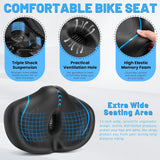 ELV Noseless Oversized Bike Seat, Extra Wide Comfort Saddle with Backrest, Thick Padded Cushion for E-Bike, Cruiser, City & Exercise Bikes