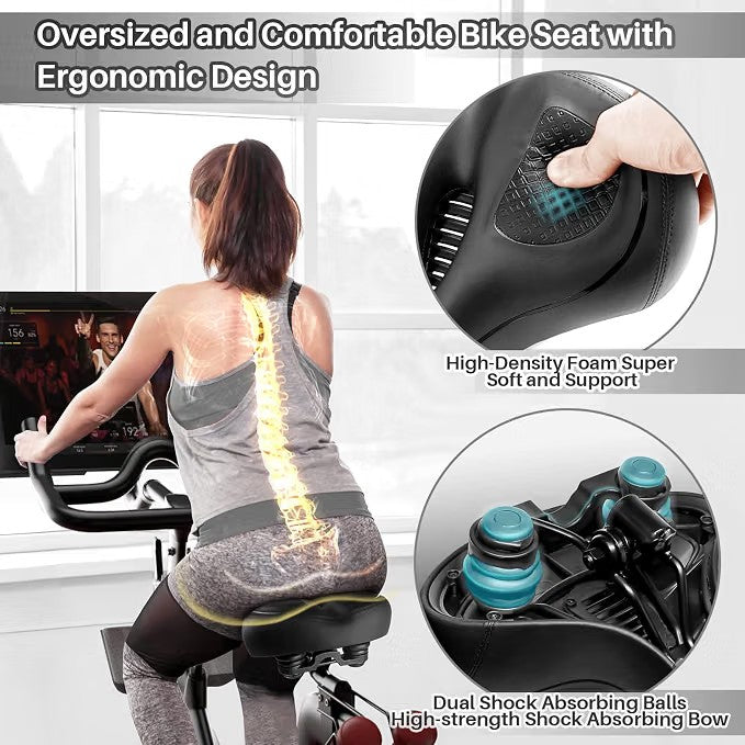 ELV Oversized Bike Seat, Extra Wide Comfort Saddle with High-Density Foam & Shock-Absorbing Springs for Peloton, Exercise & E-Bikes