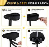 ELV Gel Bike Seat Cushion Cover, Extra Wide Memory Foam Padded Saddle Cover with Non-Slip Straps for Peloton, Exercise Bike & E-Bike