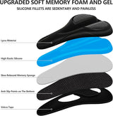 ELV Gel Bike Seat Cushion Cover, Narrow Memory Foam Padded Saddle Cover with Non-Slip Velcro Straps for Peloton, Exercise, Road, Mountain & E-Bikes