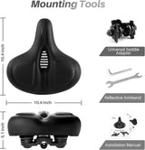 ELV Oversized Bike Seat, Extra Wide Comfort Saddle with High-Density Foam & Shock-Absorbing Springs for Peloton, Exercise & E-Bikes
