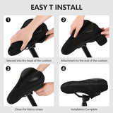 ELV Gel Bike Seat Cushion Cover, Narrow Memory Foam Padded Saddle Cover with Non-Slip Velcro Straps for Peloton, Exercise, Road, Mountain & E-Bikes