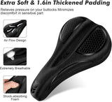 ELV Gel Bike Seat Cushion Cover, Narrow Memory Foam Padded Saddle Cover with Non-Slip Velcro Straps for Peloton, Exercise, Road, Mountain & E-Bikes