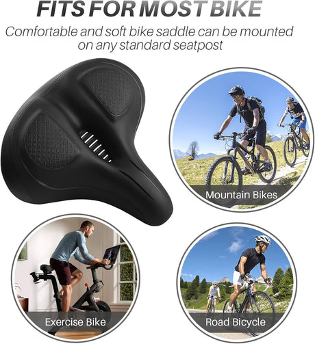 ELV Oversized Bike Seat, Extra Wide Comfort Saddle with High-Density Foam & Shock-Absorbing Springs for Peloton, Exercise & E-Bikes