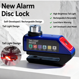 Upgraded Alarm Disc Brake Lock with Rechargeable Tail Light – Anti-Theft Lock for Motorcycles, E-Bikes & Bicycles