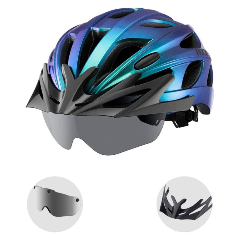 ROCKBROS Lightweight Cycling Helmet with Removable Goggles Sun Visor