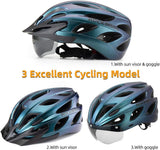 ROCKBROS Lightweight Cycling Helmet with Removable Goggles Sun Visor