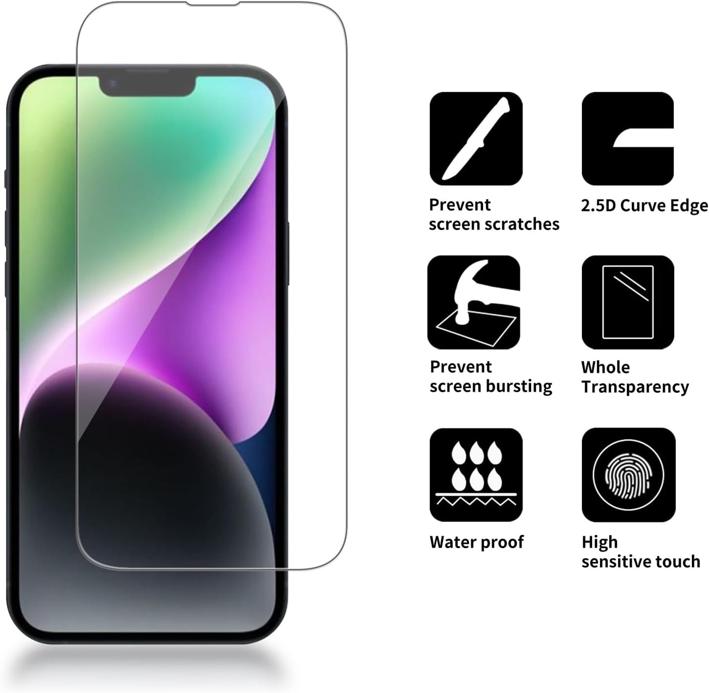 2 Pack Glass Screen Protector Compatible with iPhone 14 Pro [9H Hardness]-HD Screen Tempered Glass, Scratch Resistant,Easy Install