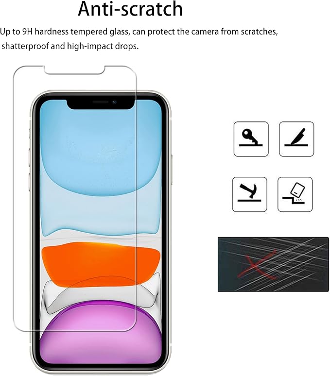 2 Pack Glass Screen Protector Compatible with iPhone 11 [9H Hardness]-HD Screen Tempered Glass, Scratch Resistant,Easy Install