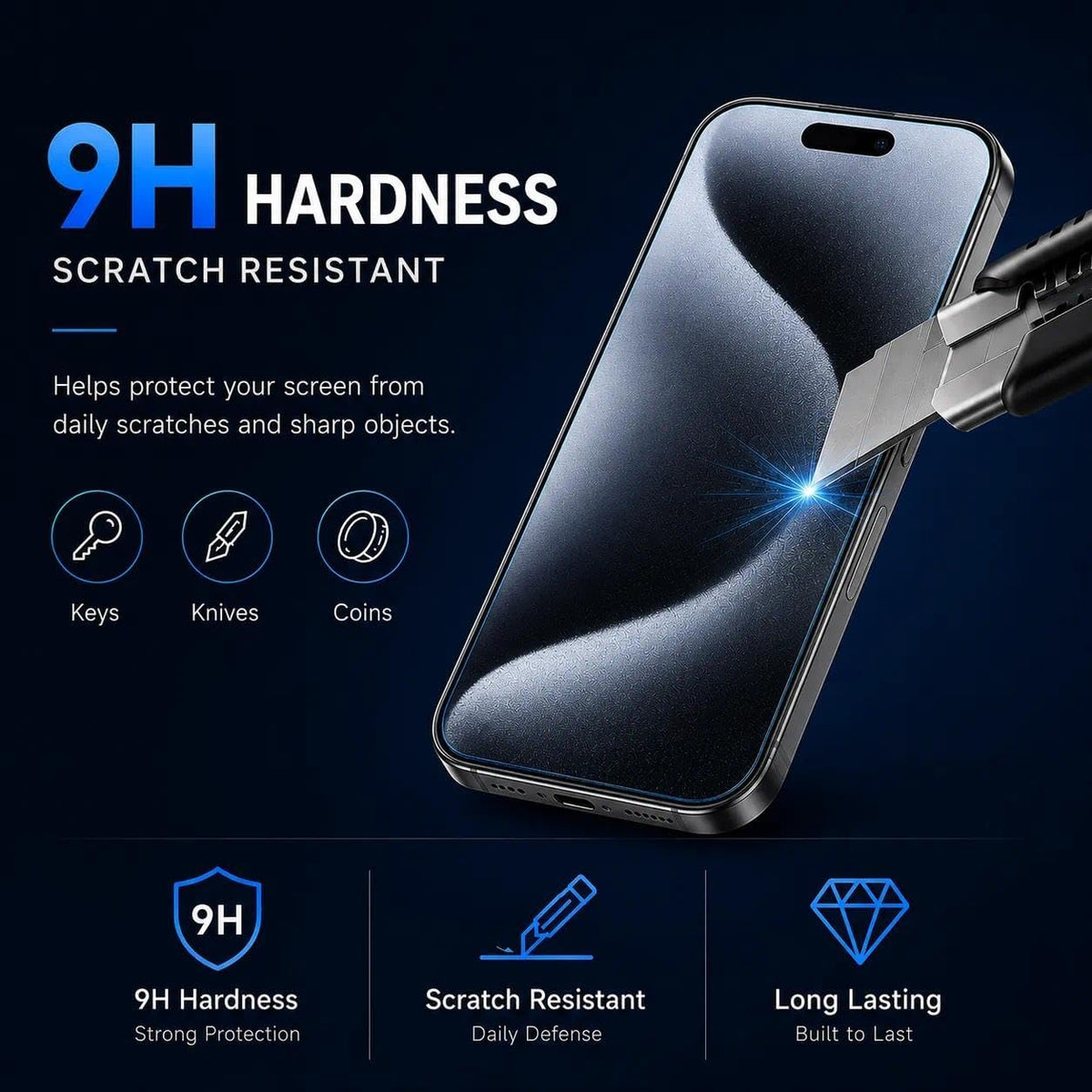 2 Pack Glass Screen Protector Compatible with iPhone 14 Plus [9H Hardness]-HD Screen Tempered Glass, Scratch Resistant,Easy Install