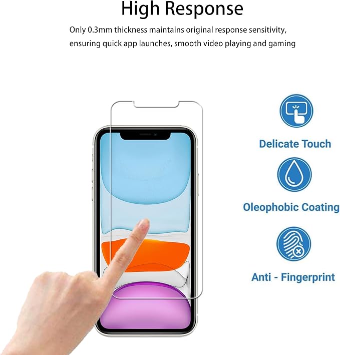 2 Pack Glass Screen Protector Compatible with iPhone 11 [9H Hardness]-HD Screen Tempered Glass, Scratch Resistant,Easy Install