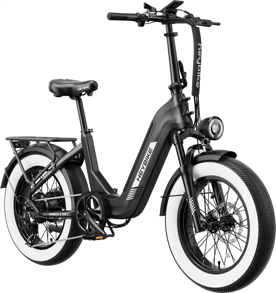 Heybike  Ranger S 2.0  Foldable Step-Thru Fat-Tire 750W Ebike, 55 Miles Max Range, 28MPH - UL Certified - Black