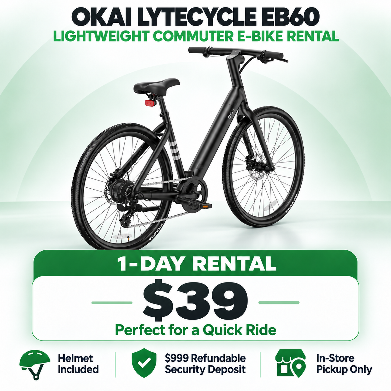 OKAI LyteCycle EB60 Lightweight Commuter E-Bike Rental – Store Pickup Only